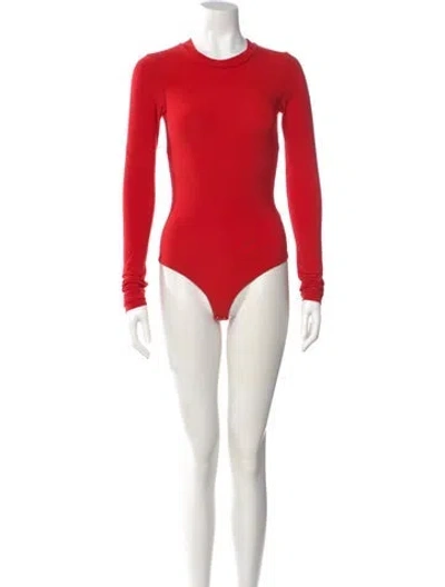 Pre-owned Protagonist Crew Neck Long Sleeve Bodysuit In Red