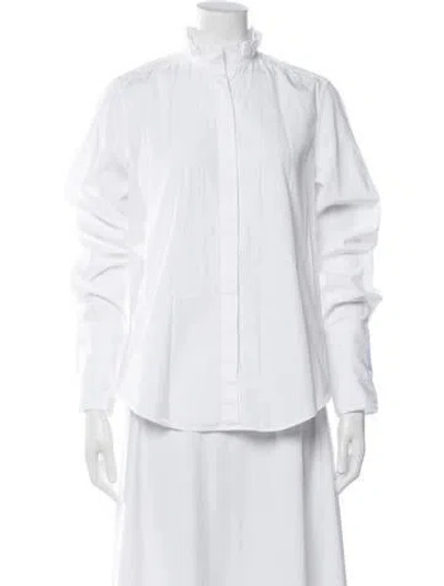 Pre-owned Protagonist Long Sleeve Button-up Top In White