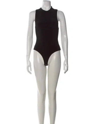 Pre-owned Protagonist Mock Neck Sleeveless Bodysuit In Black