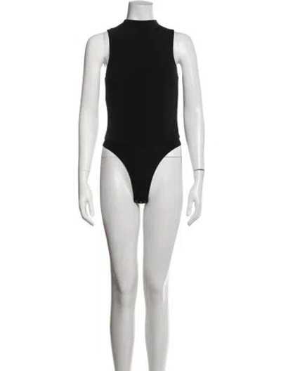 Pre-owned Protagonist Mock Neck Sleeveless Bodysuit In Black