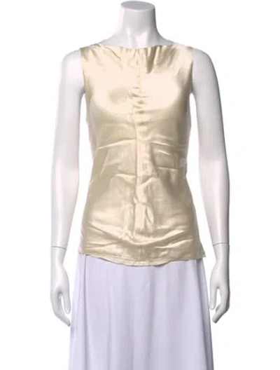 Pre-owned Protagonist Silk Bateau Neckline Tunic In Neutral