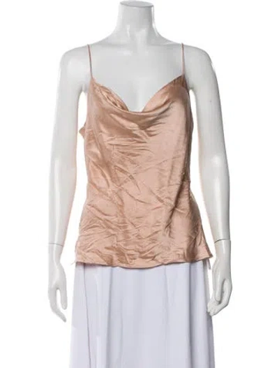 Pre-owned Protagonist Silk Cowl Neck Top In Neutral