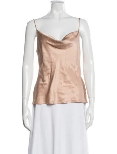 Pre-owned Protagonist Silk Cowl Neck Top In Neutrals