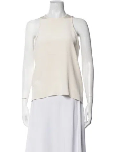 Pre-owned Protagonist Silk Crew Neck Top In Neutrals