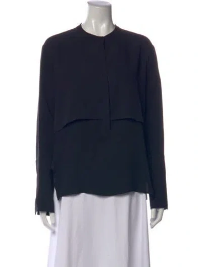Pre-owned Protagonist Silk Long Sleeve Top In Blue