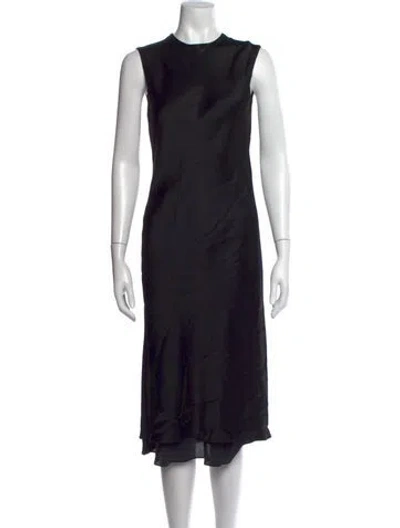 Pre-owned Protagonist Silk Midi Length Dress In Black