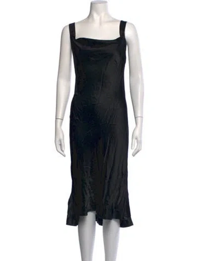 Pre-owned Protagonist Silk Midi Length Dress In Black
