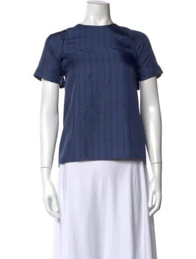 Pre-owned Protagonist Silk Striped Top In Blue