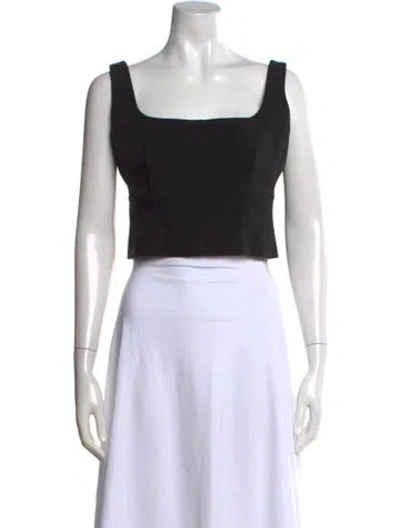 Pre-owned Protagonist Square Neckline Sleeveless Crop Top In Black