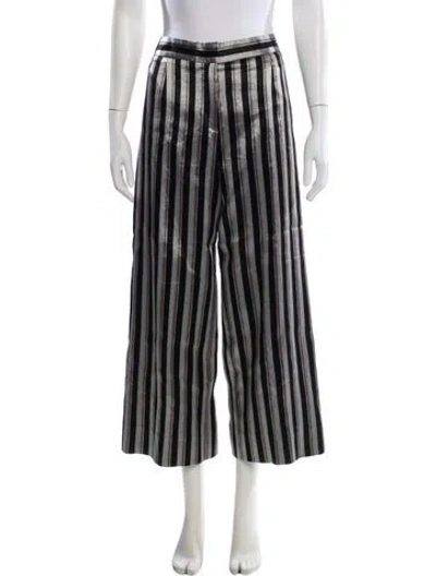 Pre-owned Protagonist Striped Wide Leg Pants In Black