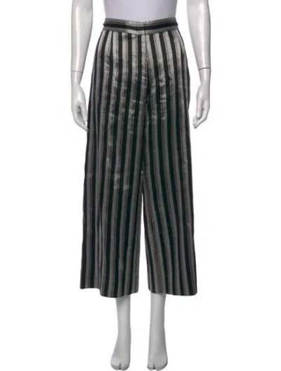 Pre-owned Protagonist Striped Wide Leg Pants In Black/metallic