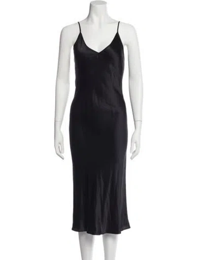 Pre-owned Protagonist V-neck Long Dress In Blue