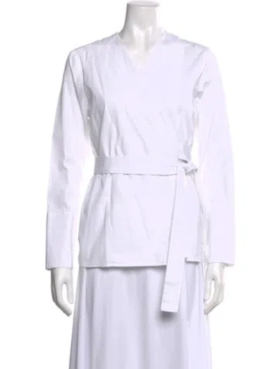 Pre-owned Protagonist V-neck Long Sleeve Blouse In White