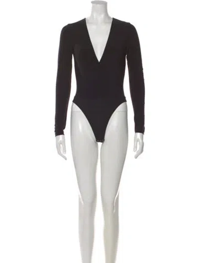 Pre-owned Protagonist V-neck Long Sleeve Bodysuit In Black