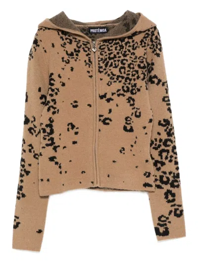 Protémoa Cheetah Zip Hoodie In Brown