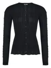Protémoa Touch Ribbed Button-embellished Cardigan In Black