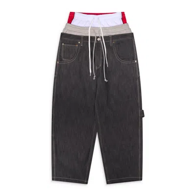 Protocol Index 3 Layered Denim Pants Blue In Gray