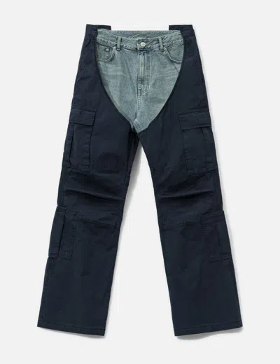 Protocol Index Biker Cargo Denim Pants In Blue