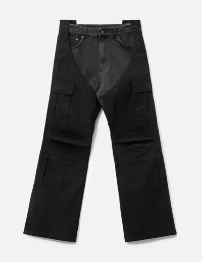 Protocol Index Biker Cargo Denim Pants In Black