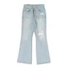 Protocol Index Blue Double Closure Flared Denim In Blue