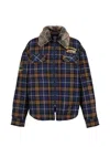 Protocol Index Check-pattern Faux-fur Collar Shirt Jacket In Multi