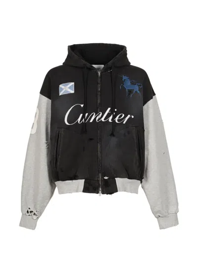 Protocol Index Cuntier Distressed Zip-up Hoodie In Black