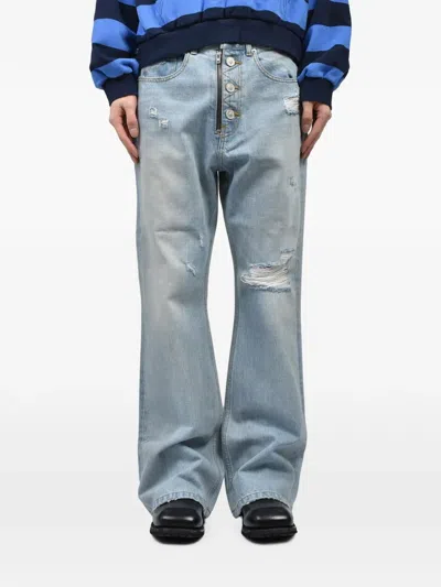 Protocol Index Distressed Bootcut Jeans In Blue