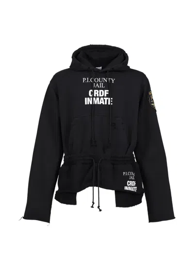 Protocol Index Distressed Hybrid Hoodie In Black