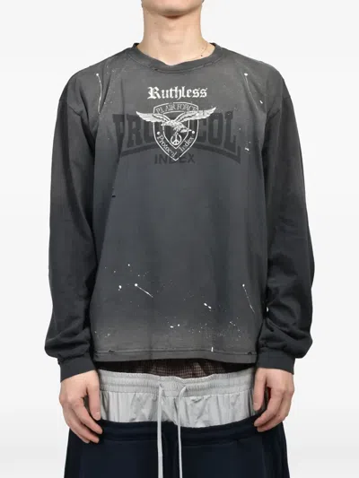 Protocol Index Distressed Paint-splatter Sweatshirt In Black