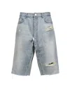 Protocol Index Distressed-finish Denim Shorts In Blue