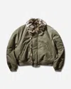 Protocol Index Exaggerated Shoulder Fur N2b Jacket Olive In Green