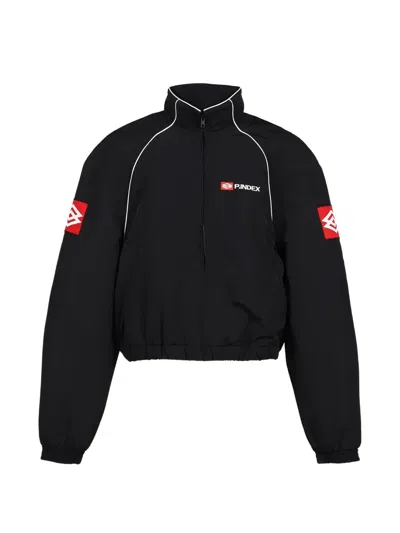 Protocol Index Exaggerated-shoulder Track Jacket In Black