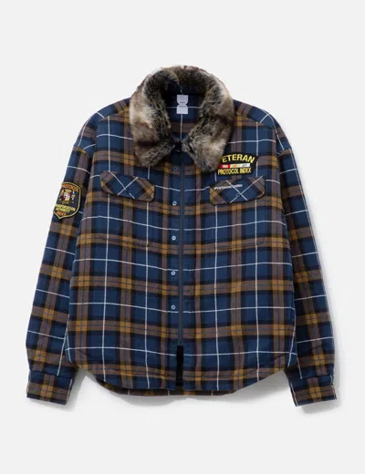 Protocol Index Fur Flannel Shirts Jacket In Multi