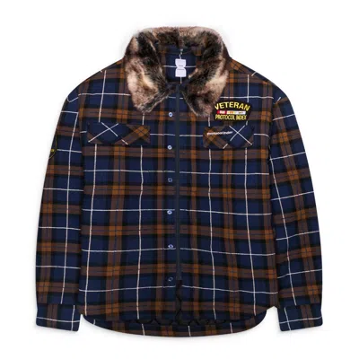Protocol Index Fur Flannel Shirts Jacket Blue In Multi