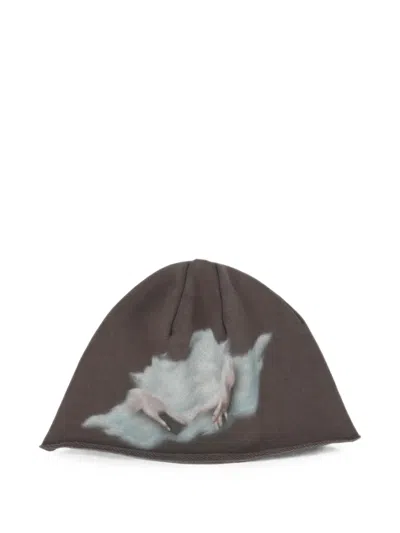 Protocol Index Graphic-print Beanie Hat In Brown