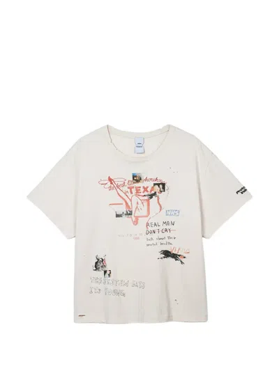 Protocol Index Hand-drawing Washed T-shirt In White