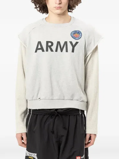 Protocol Index Layered-distressed Sweatshirt In Neutral