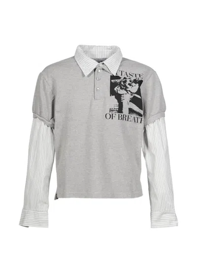 Protocol Index Layered-effect Graphic-print Polo Shirt In Gray