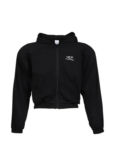 Protocol Index Logo-embroidered Zip-up Hoodie In Black