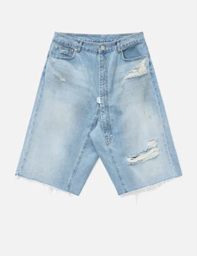 Protocol Index Long Zipper Fly Denim Shorts In Blue