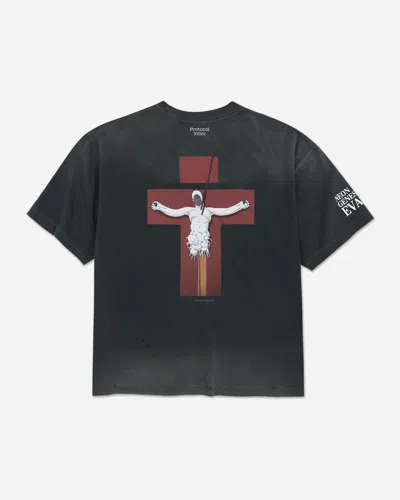Protocol Index Men S Overdyed Vintage Mass Production Evangelion T-shirt In Black