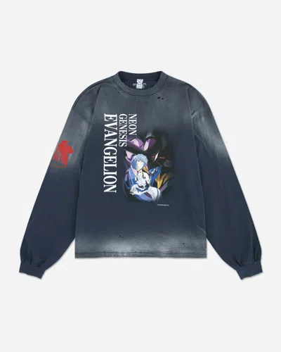 Protocol Index Men S Overdyed Vintage Neon Genesis Evangelion Longsleeve T-shirt Navy In Blue