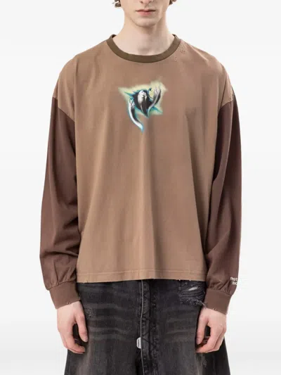 Protocol Index Panelled Distressed T-shirt In Multi