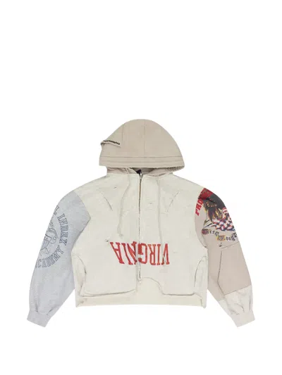 Protocol Index Patchwork Distressed Hoodie In Neutral