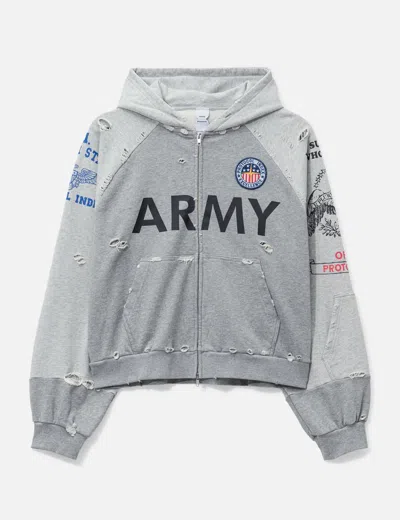 Protocol Index Reconstructed Zip Hoodie In Gray