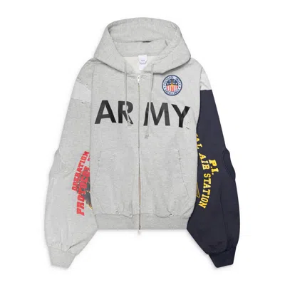 Protocol Index Reconstructed Zip Hoodie Grey In Gray