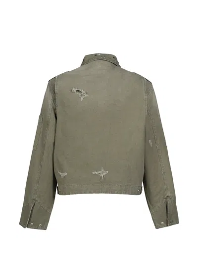 Protocol Index Studded Distressed Work Jacket In 그린