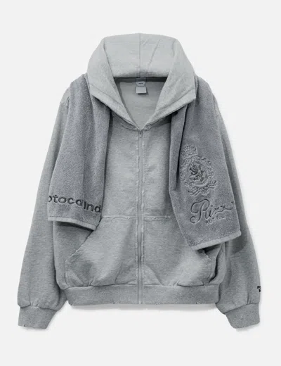 Protocol Index Terry Towel Zip Hoodie In Grey/灰色/그레이/グレー