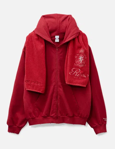 Protocol Index Terry Towel Zip Hoodie In Red/红色/紅色/레드/レッド