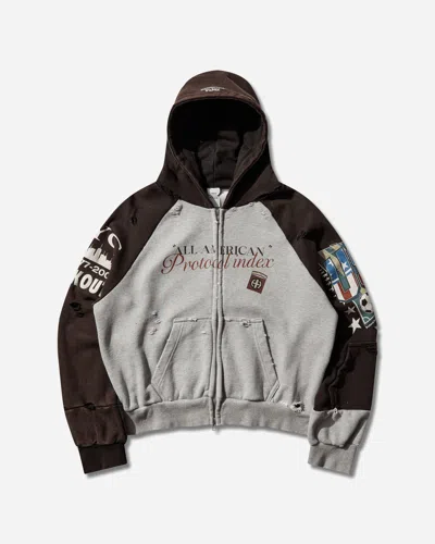 Protocol Index Tight Fit Reconstructed Zip Hoodie Black / Melange Grey In Multi